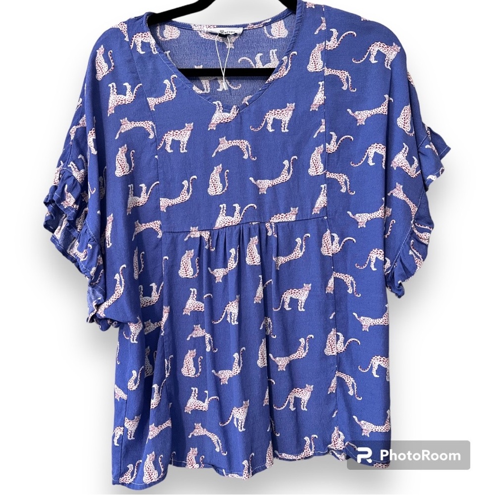 MICHELLE MCDOWELL medium women's run wild top textured look drape sleeve